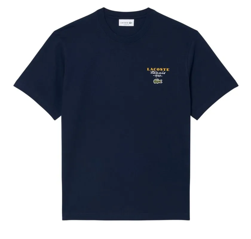 Lacoste Embroidered Accent Tennis Print Jersey - navy blue Lacoste Embroidered Accent Tennis Print Jersey - navy blue