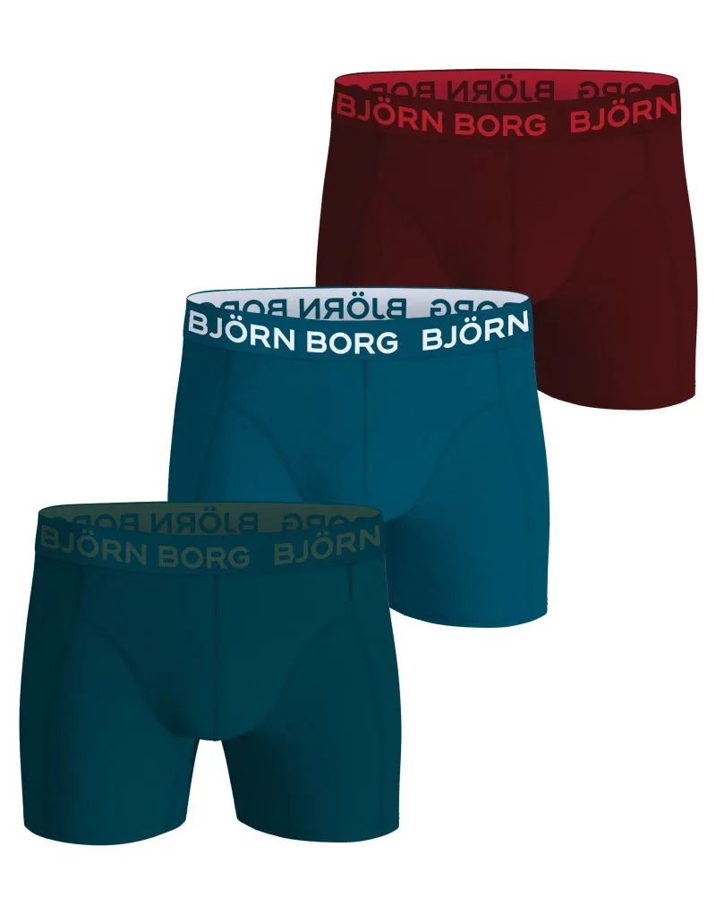 Men's Boxers Björn Borg Cotton Stretch 3P - green/blue/red - Multicolor