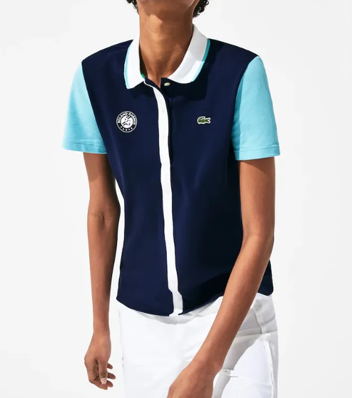 lacoste-women-s-sport-roland-garros-colourblock-cotton-polo-shirt-navy-blue-turq-2 Lacoste Women's SPORT Roland Garros Colourblock Cotton Polo Shirt - navy blue/turq