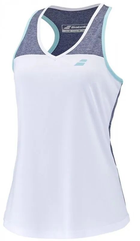 Babolat Girls Play Tank - white/blue heather