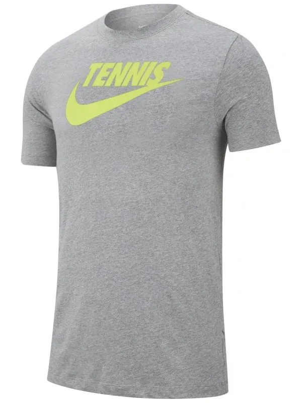 Nike Court Tee Tennis GFX - dark grey heather/volt