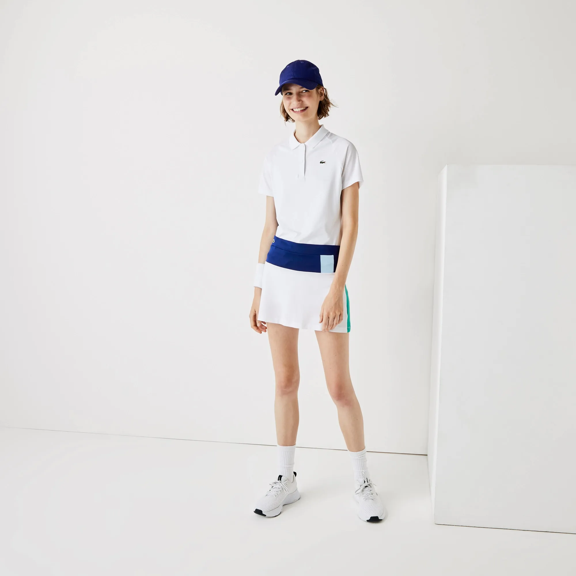 Lacoste SPORT Breathable Stretch Tennis Skirt - blue/white/yellow/green