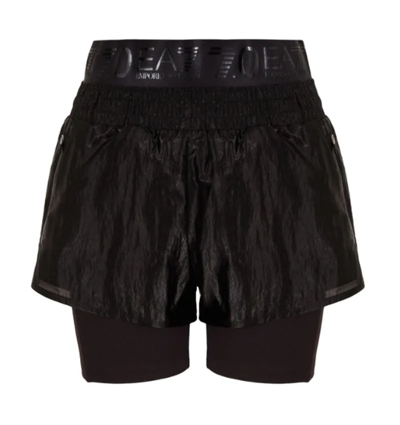 EA7 Woman Woven Shorts - black