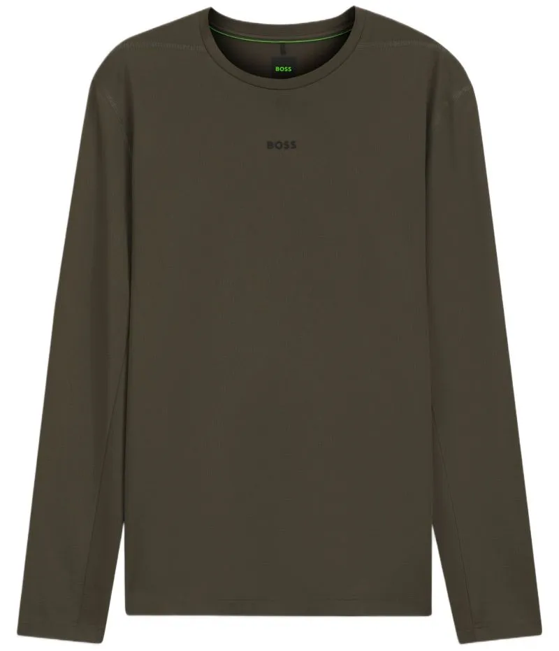 BOSS Active Long Sleeve In Pointelle - open green BOSS Active Long Sleeve In Pointelle - open green