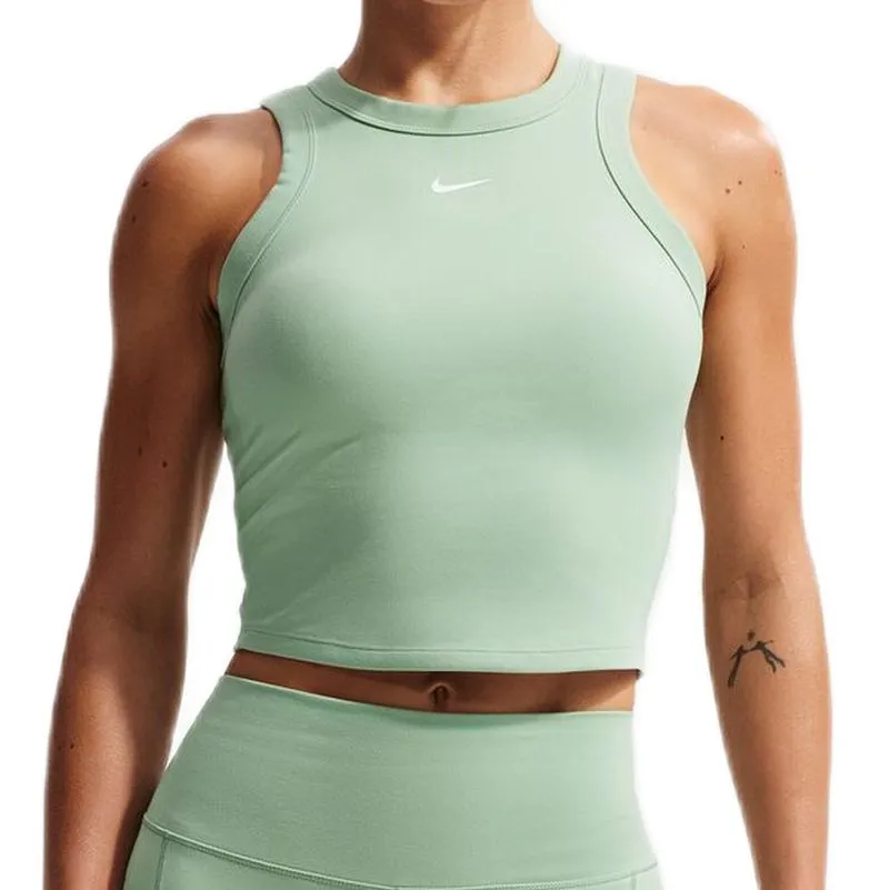 Nike One Fitted Dri-Fit Short Sleeve Crop Tank - steam/white
