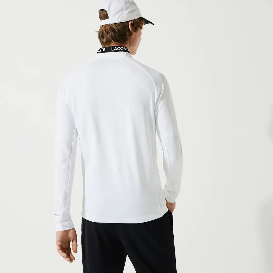 Lacoste Men’s SPORT Breathable Ergonomic Zip Sweatshirt - white/black/white