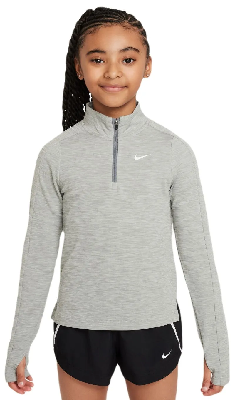 Nike Kids Dri-Fit Long Sleeve 1/2 Zip Top - dark grey heather/white