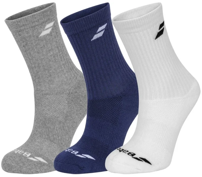 Babolat 3 Pairs Pack Socks - white/estate blue/grey