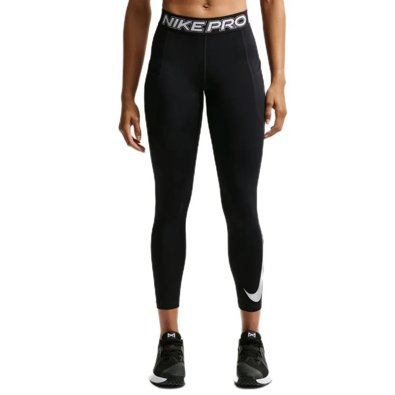 Nike Pro 365 Mid-Rise 7/8 - black/white/matte silver