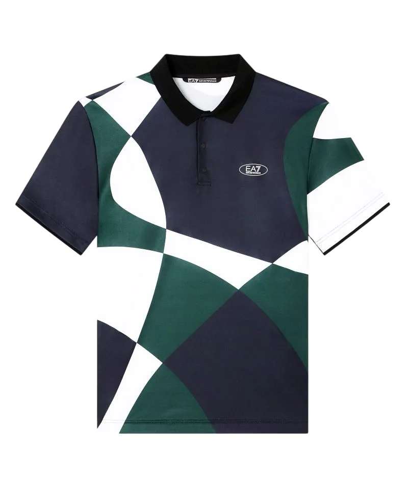 Men's Polo T-shirt EA7 Pro Printed - fancy blue dinamico - Multicolor