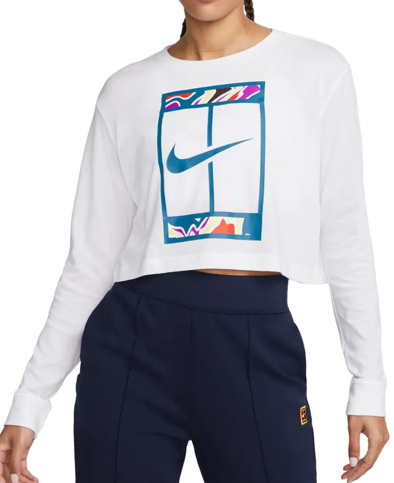 Nike Court Dri-Fit Slam Long Sleeve Cropped Tennis T-Shirt - white Nike Court Dri-Fit Slam Long Sleeve Cropped Tennis T-Shirt - white