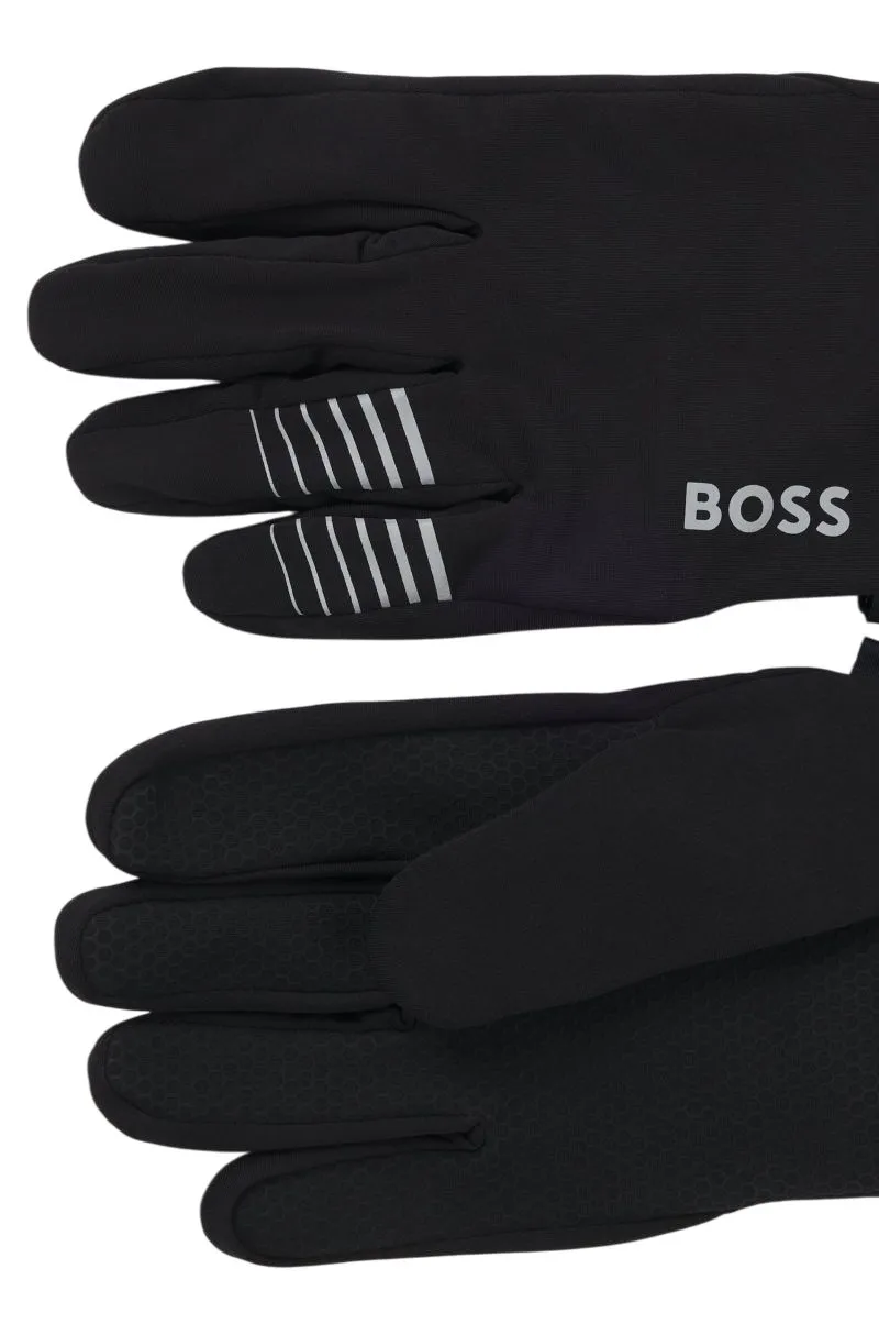 BOSS Active Running Gloves In Stretch Fleece - black