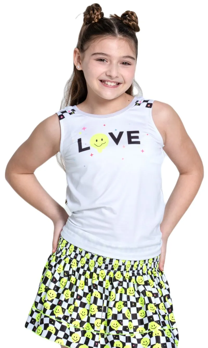 Lucky in Love Girls Novelty Prints Highly Smiley Tie Back