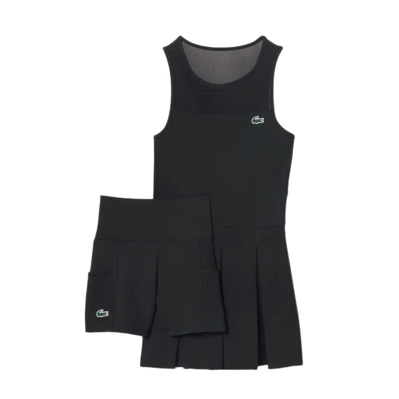 Lacoste Dual Fabric Pleated Stretch Tennis - black