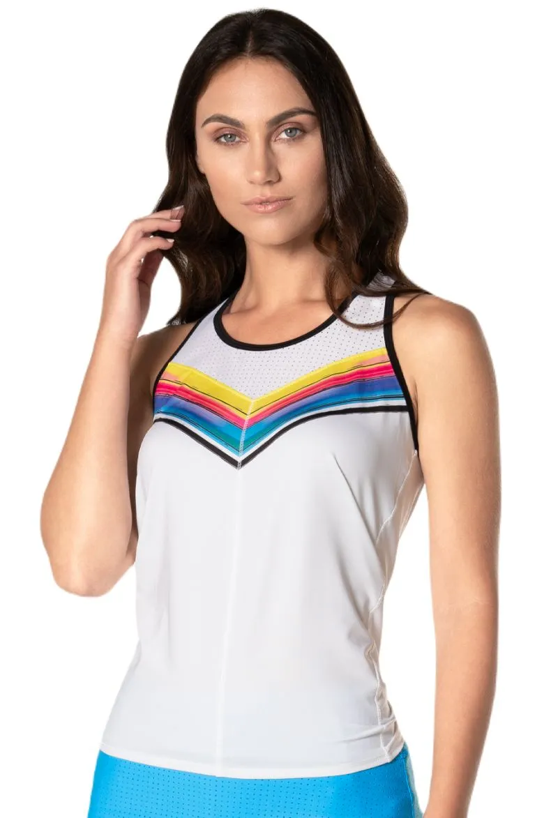 Lucky in Love Tropical Sublime Off Tropic Tie Back Tank - white Lucky in Love Tropical Sublime Off Tropic Tie Back Tank - white