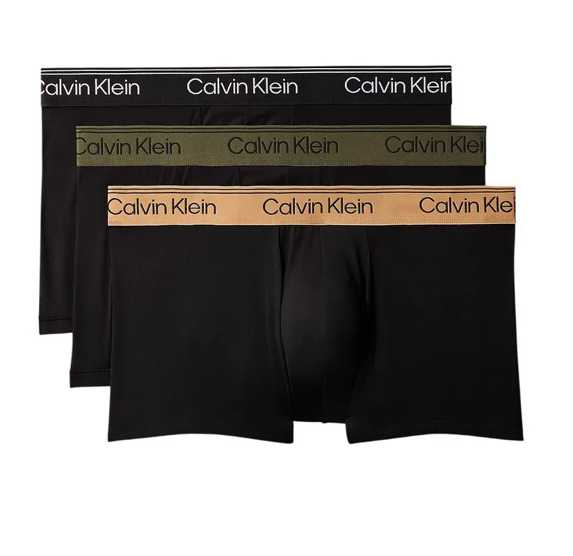 Calvin Klein Low Rise Trunk Microfiber Stretch 3P - black/bronze flash/olive night Calvin Klein Low Rise Trunk Microfiber Stretch 3P - black/bronze flash/olive night