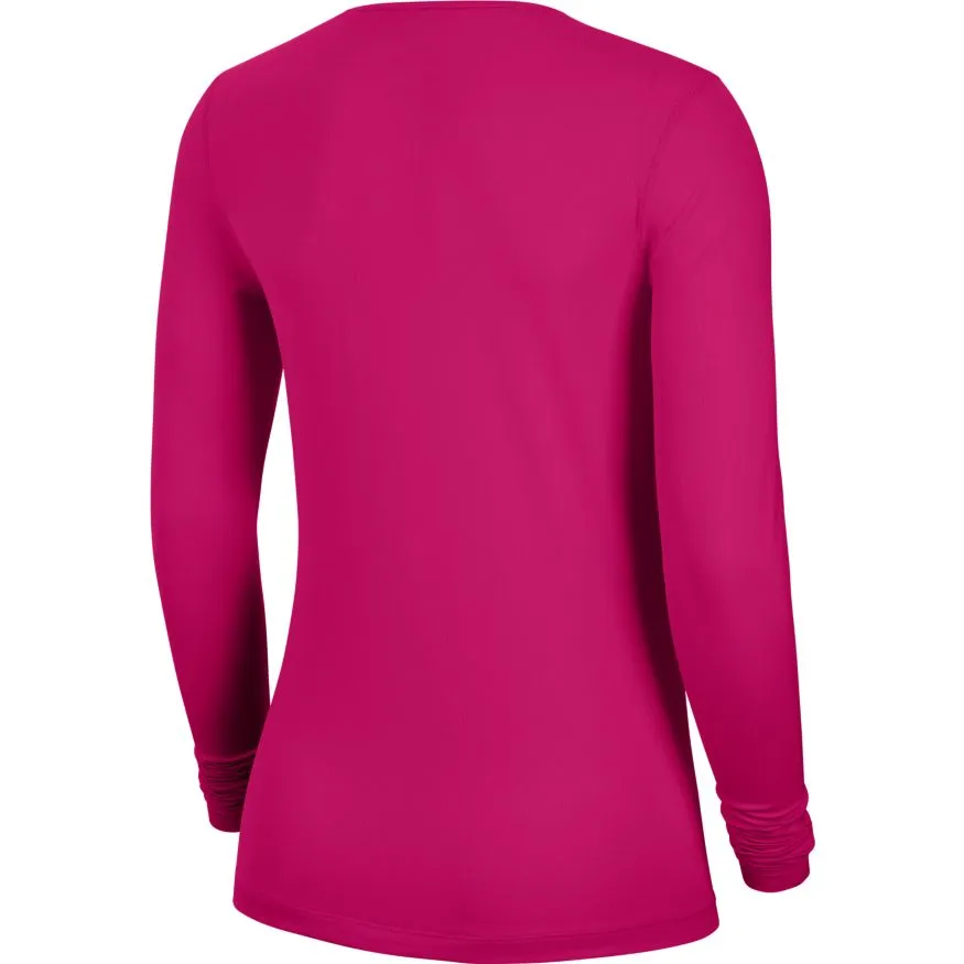 Nike Pro Top LS All Over Mesh - fireberry/white