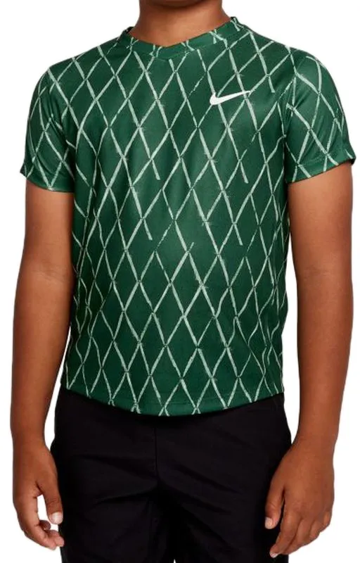 Nike Court Dri-Fit Victory SS Top Printed - gorge green/white Nike Court Dri-Fit Victory SS Top Printed - gorge green/white