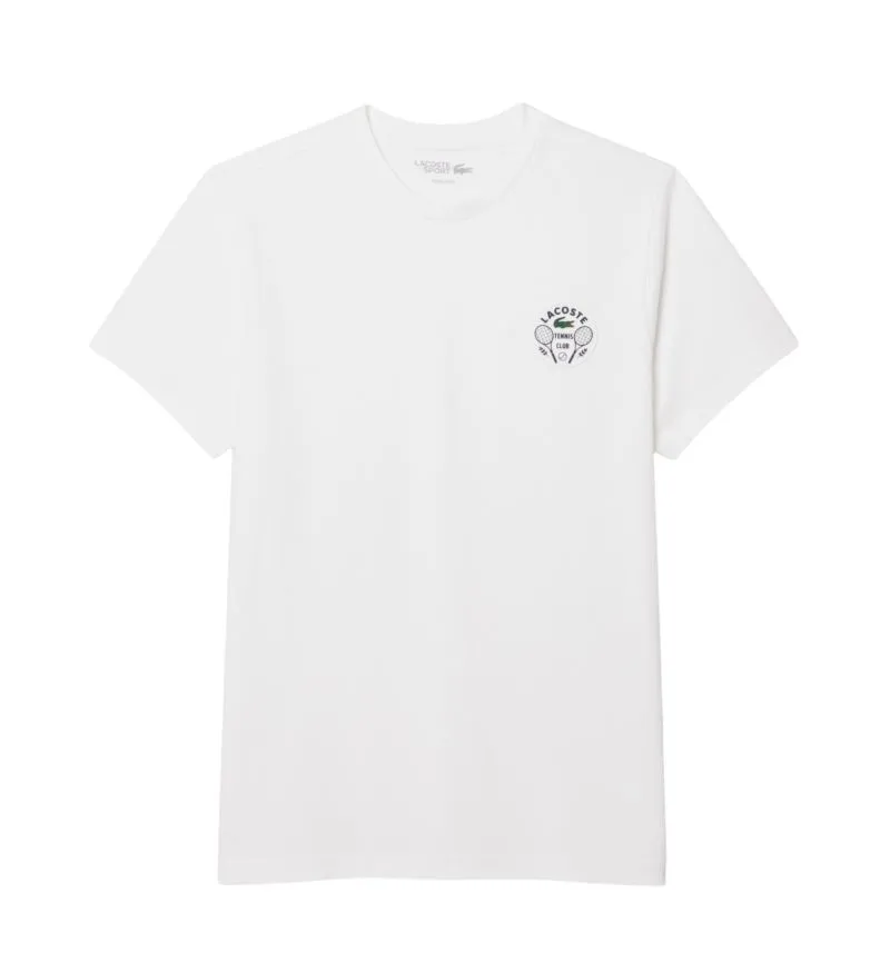 Men's T-shirt Lacoste Ultra Dry Tennis Heritage Badge - white - White
