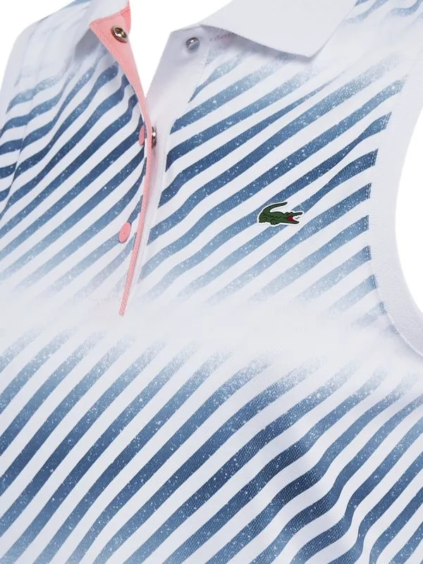 Lacoste Shaded Striped Breathable Piqué Tennis Polo Shirt - white/blue/pink