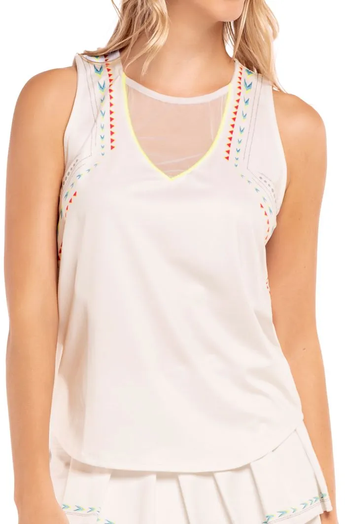 Lucky in Love Desert Vibes Arrow Stripe Tank - white