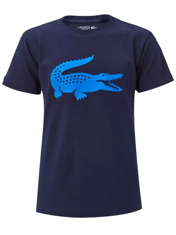 Lacoste Boys SPORT Tennis Technical Jersey Oversized Croc T-Shirt - navy blue/blu