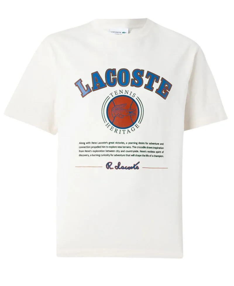Lacoste Print Cotton - ecru white 