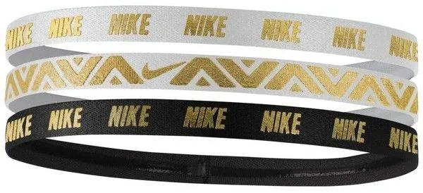 Nike Metallic Hairbands 3 pack - white/gold/black