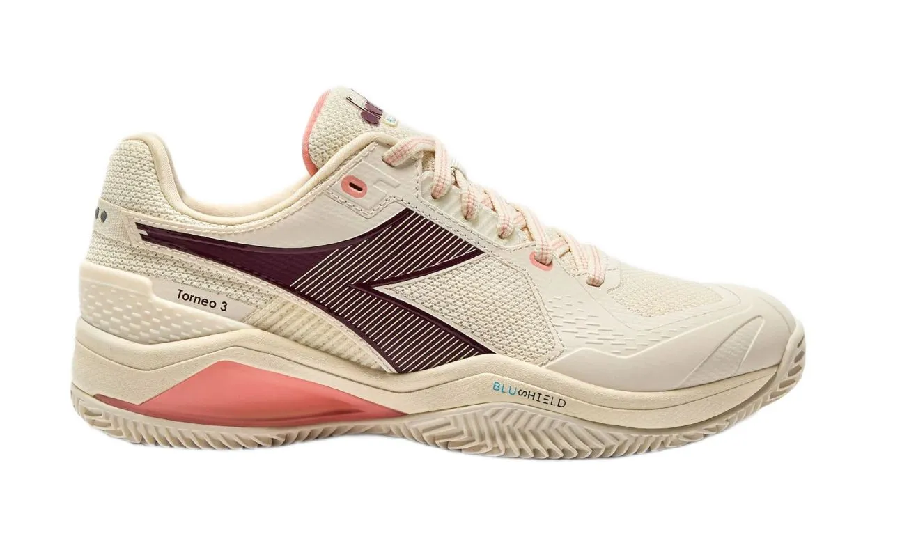 Diadora Blushield Torneo 3 Clay - whisper wh/maroon ban/des Diadora Blushield Torneo 3 Clay - whisper wh/maroon ban/des