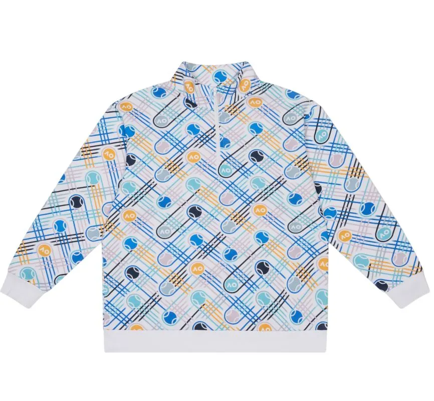 Men's Jumper Australian Open Quarter Zip Fleece - White