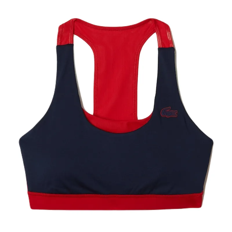 TF9191-2Q6 Lacoste SPORT Color-Block Recycled Polyester Sports Bra - navy blue/red/green