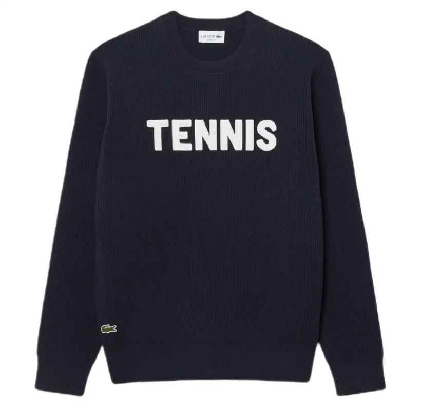 Lacoste Jacquard Tennis Crew Neck - black/white Lacoste Jacquard Tennis Crew Neck - black/white