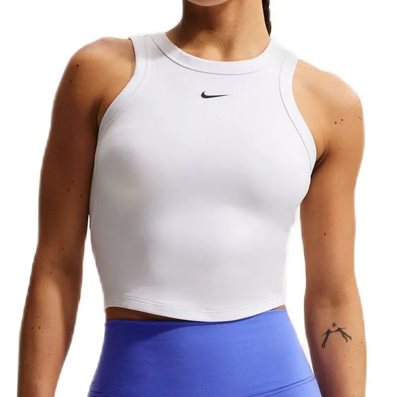 Nike One Fitted Dri-Fit Short Sleeve Crop Tank - white/black
