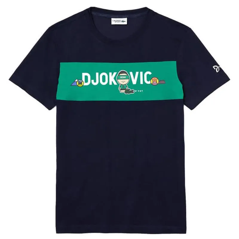 Lacoste Men's Lacoste SPORT Collab Youssef SY Cotton T-shirt - navy blue/green/white Lacoste Men's Lacoste SPORT Collab Youssef SY Cotton T-shirt - navy blue/green/white