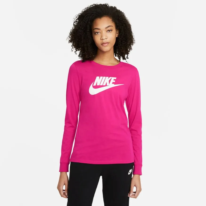 Nike Swoosh Essential LS Icon Ftr - fireberry/white