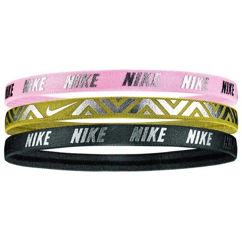 Nike Metallic Hairbands 3 pack - storm pink/dark citron/gridiron