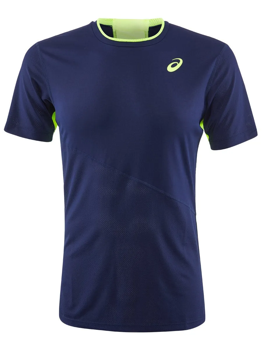 Asics Club M SS Tee New - peacoat/safety yellow