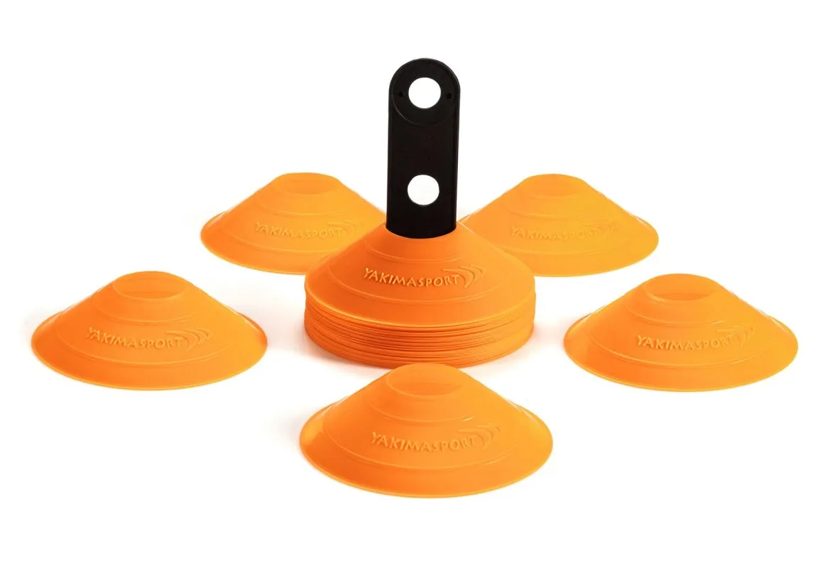 wysepki-stozek-stozki-kapturki-grzybki-treningowe-2 Yakimasport Marker Cones Set 30P With Stand - orange