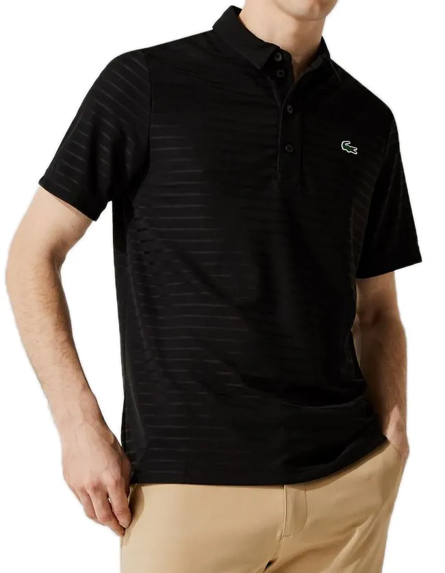 Lacoste Men's SPORT Textured Breathable Polo Shirt - black Lacoste Men's SPORT Textured Breathable Polo Shirt - black