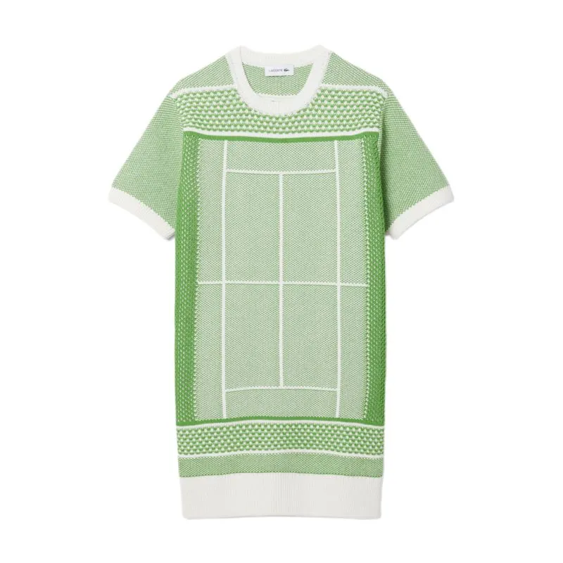 Lacoste Tennis Court Jacquard Sweater - flour/billiard green