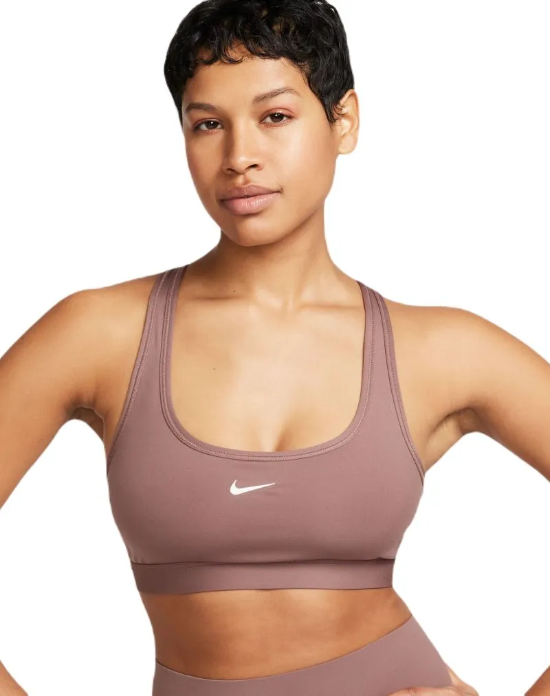Nike Swoosh Light Support Non-Padded Sports Bra - smokey mauve/white