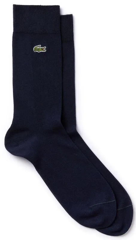 Lacoste Men's Embroidered Crocodile Cotton Blend Socks 1P - blue marine Lacoste Men's Embroidered Crocodile Cotton Blend Socks 1P - blue marine
