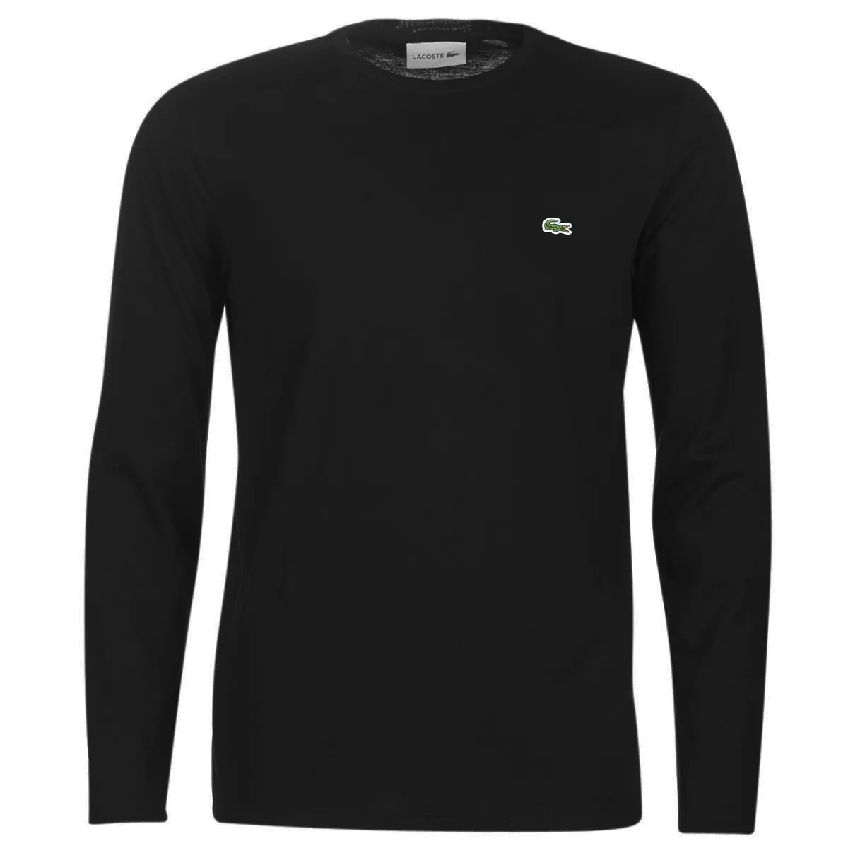 Lacoste Men's Crew Neck Pima Cotton Jersey T-shirt Long Sleeve - black Lacoste Men's Crew Neck Pima Cotton Jersey T-shirt Long Sleeve - black