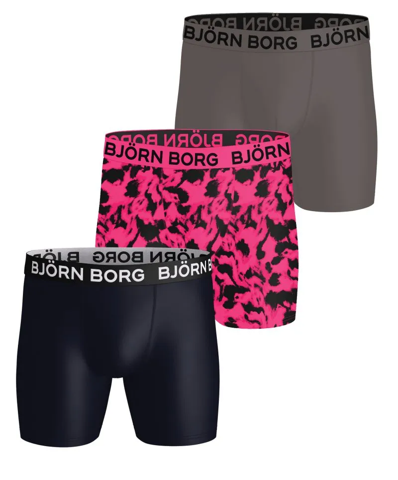 Björn Borg Sports Microfiber Boxers 3P - black/pink/grey