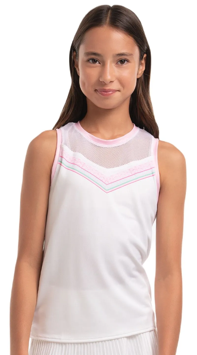 Lucky in Love Girls Deco in Love Retro Deco Tie Back Tank - white
