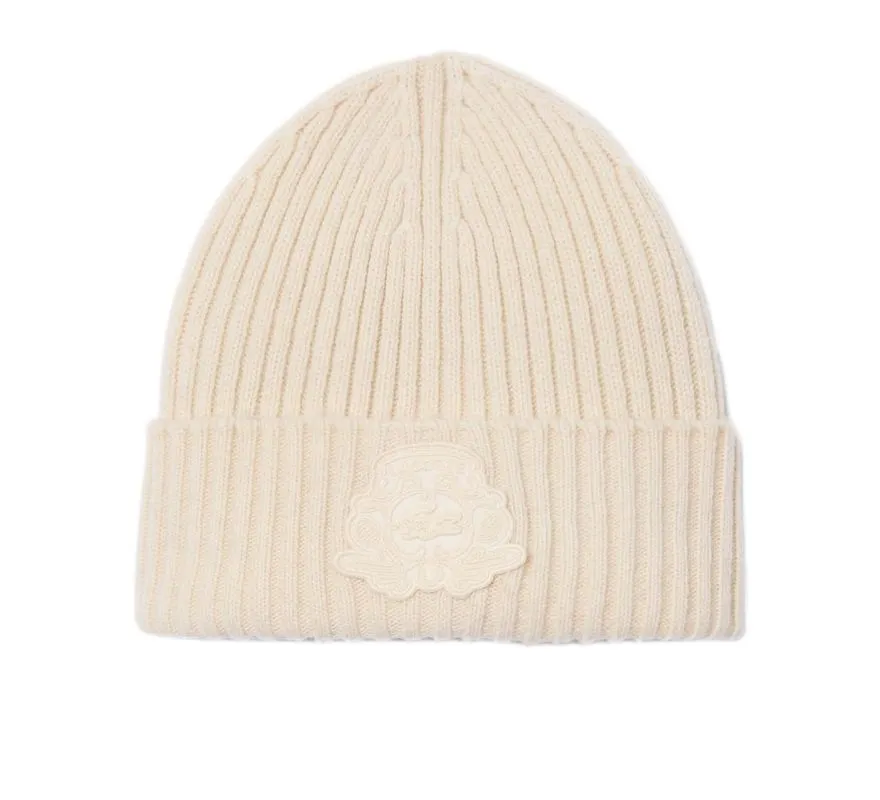 Lacoste Wool Badge Beanie - ecru white Lacoste Wool Badge Beanie - ecru white