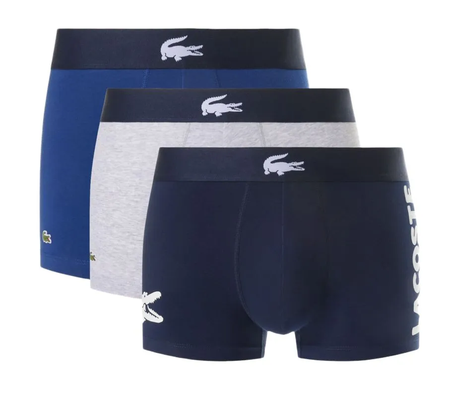 Lacoste Stretch Cotton Trunks 3P - navy blue/white/grey chine/navy blue Lacoste Stretch Cotton Trunks 3P - navy blue/white/grey chine/navy blue