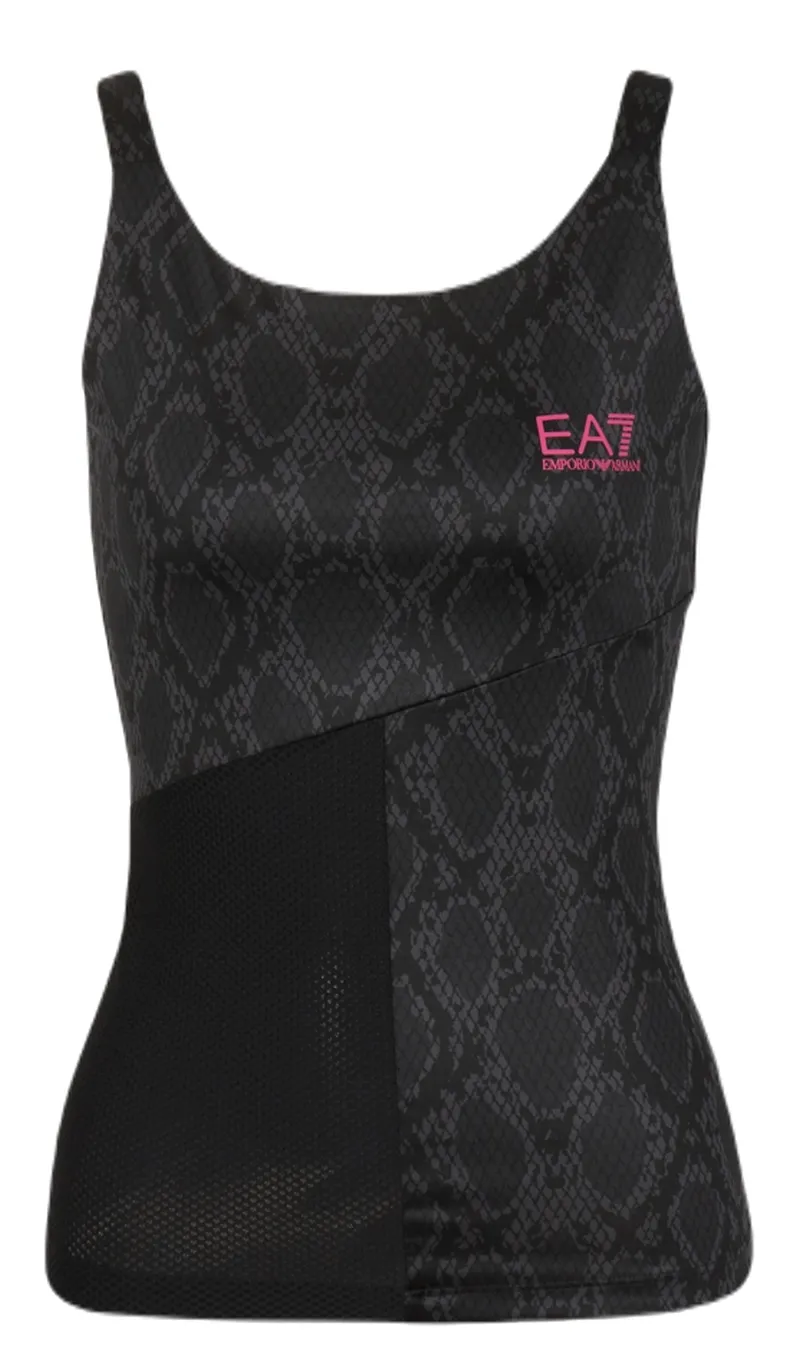 EA7 Woman Jersey Sport Top - black python