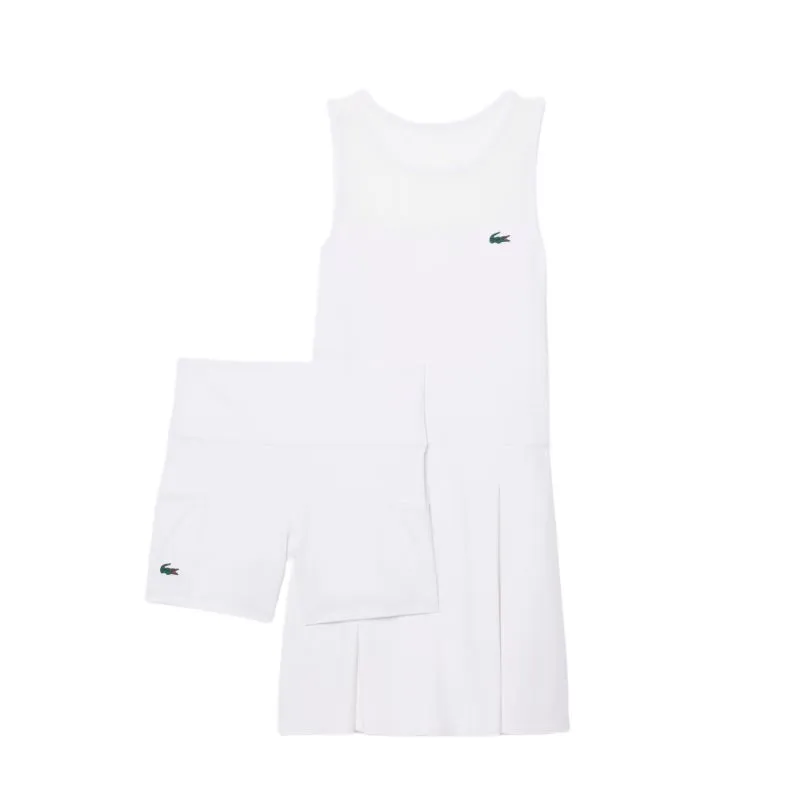 Lacoste Dual Fabric Pleated Stretch Tennis - white