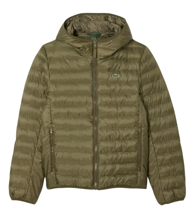 Lacoste Water-Repellent Quilted Puffed - khaki green